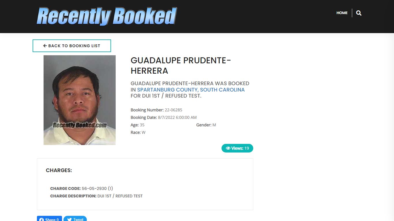 Recent Booking / Mugshot for GUADALUPE PRUDENTE-HERRERA in Spartanburg ...